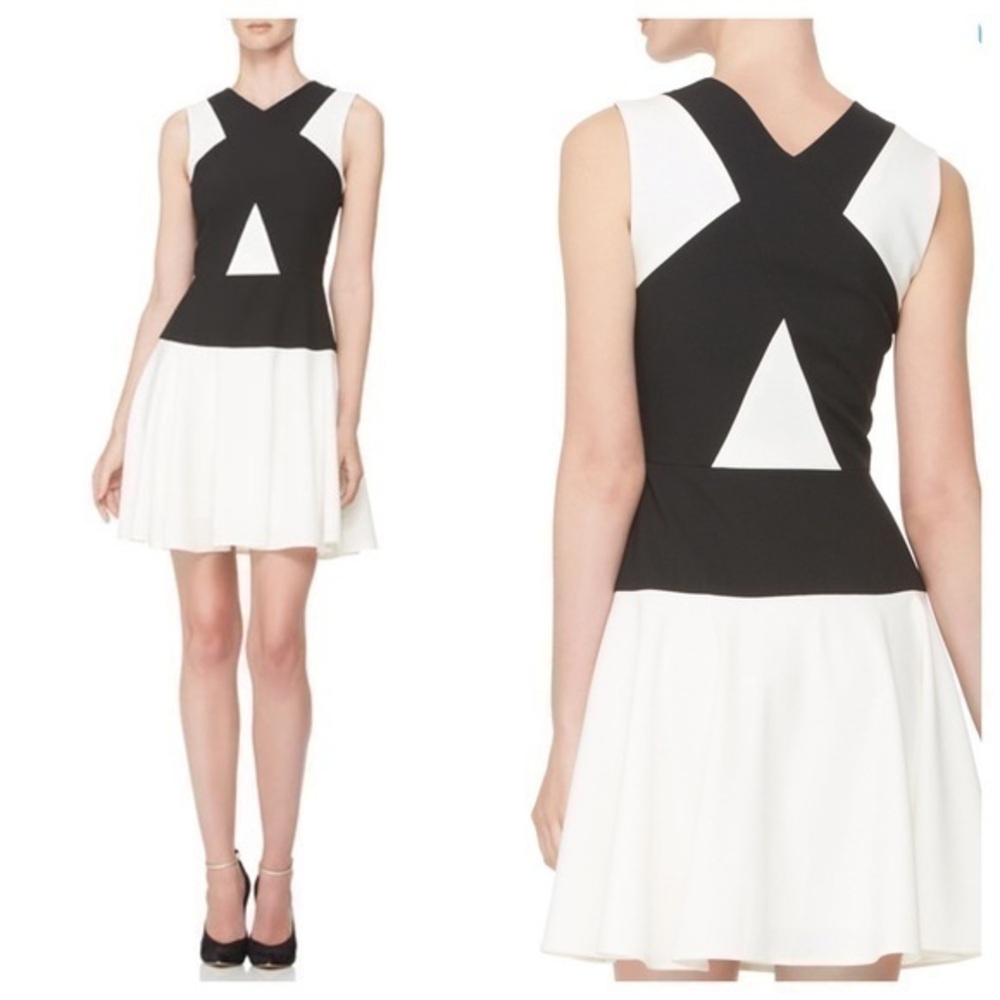 BCBGMaxazria Aloissa white black two-tone dress G25